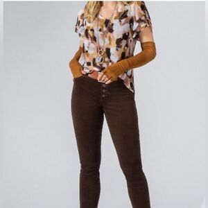Size 6 CAbi Brown Button Fly Skinny Cords